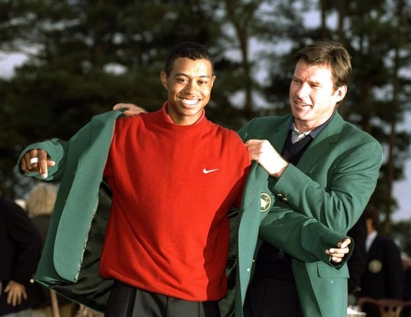 Masters 1997: Tiger Woods,  Nick Faldo Getty Images